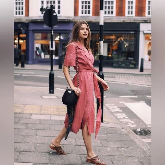 chinese dress ladies DRIFTER LINEN DRESS X FREE PEOPLE, hand made - MOMO NEW YORK